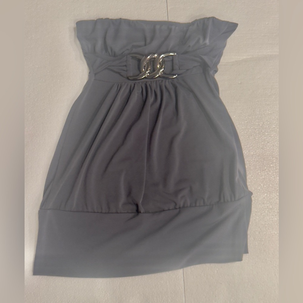 Estudio F Elegant Gray Strapless Dress